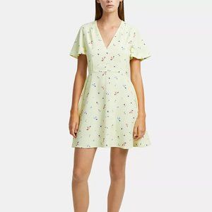 Yellow Floral Flutter Sleeve Dress